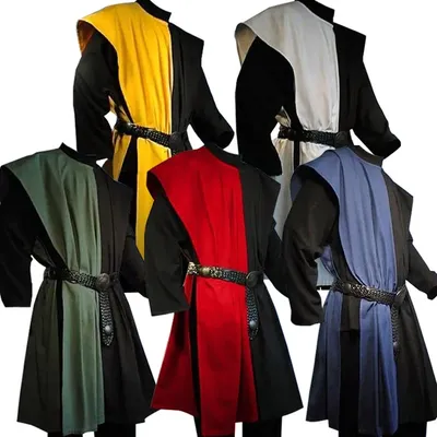 Mittelalterliches Kostüm Herren Larp Krieger Ritter Cosplay Tunika Weste Kleid Hemd Wappenrock Image