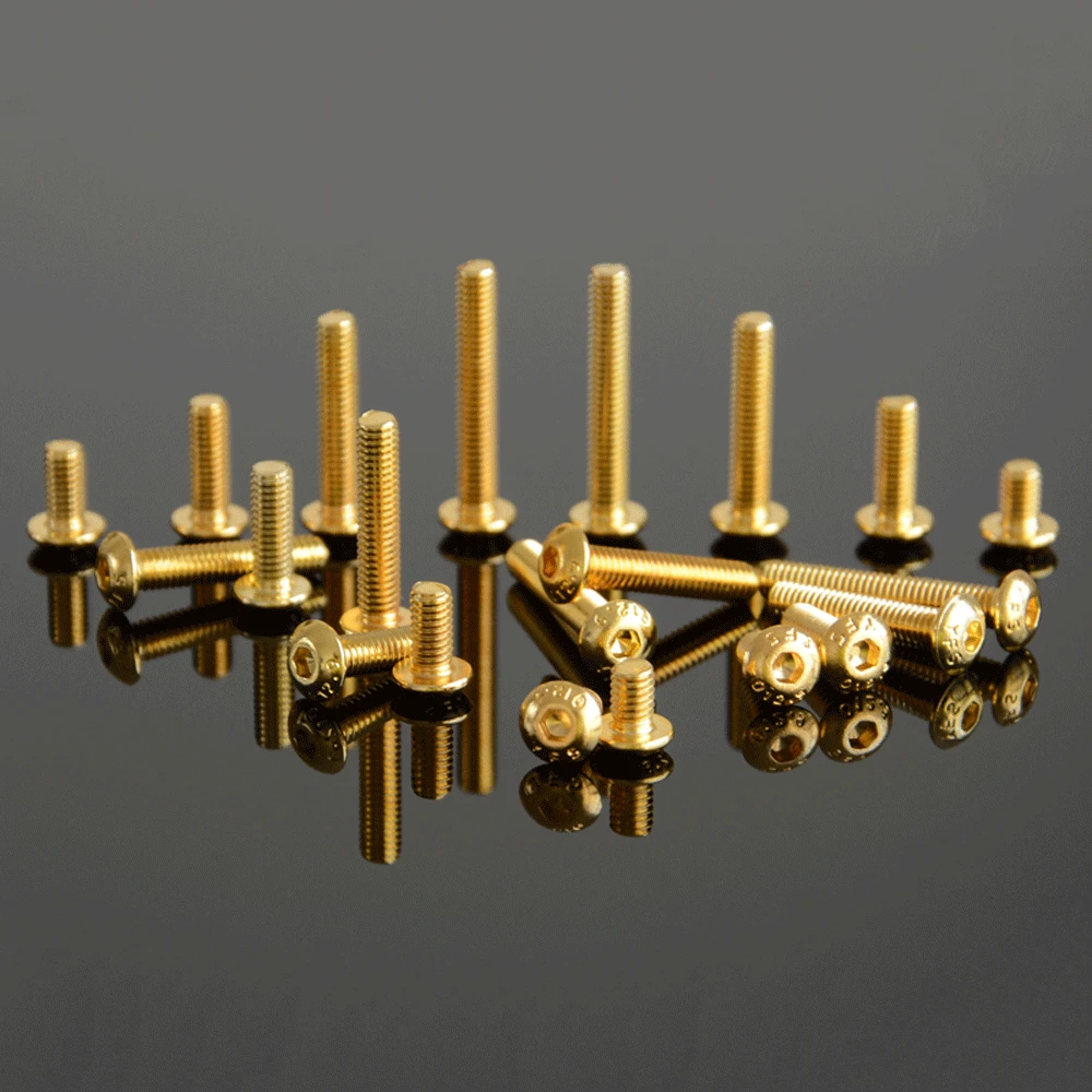 10Pcs Titan-überzogene Gold M2 M 2,5 M3 M4 M5 12,9 Grade Legierung Stahl Taste Kopf Allen Schrauben hex Buchse Set Schraube für Modell DIY Image