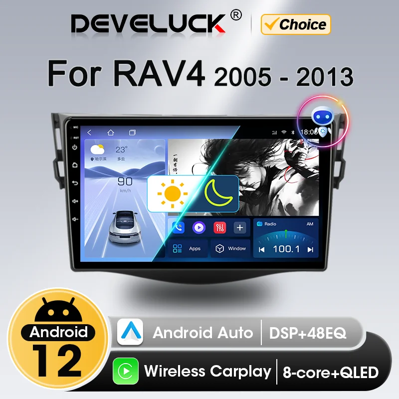 2 Din Android Auto Radio Drahtlose Carplay Für Toyota RAV4 Rav 4 2005-2013 Multimedia-Player GPS Navigation stereo DVD Kopf Einheit