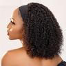 Curly Headband Wig Human Hair Deep Wave Human Hair Headband Wigs For Women Human Hair Glueless Real Hair Wig With Headband Attached No Lace Front Wig Human Hair Natural Black Color