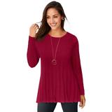 Plus Size Women's Chevron Fit & Flare Sweater by Jessica London in Rich Burgundy (Size 12)