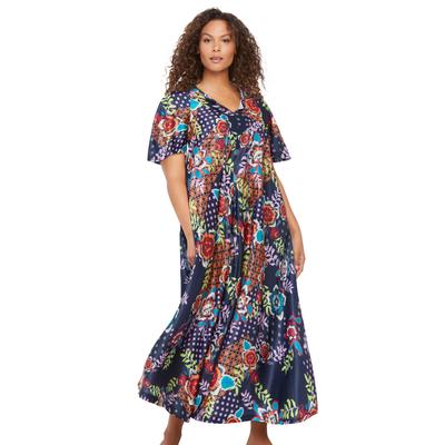 Plus Size Women's Sweeping Printed Lounger by Only Necessities in Navy Patchwork Floral (Size 14/16)