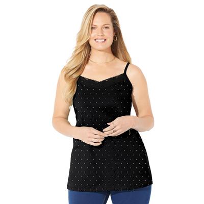 Plus Size Women's Suprema® Cami With Lace by Catherines in Black Dot (Size 4X)