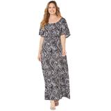 Plus Size Women's Meadow Crest Maxi Dress by Catherines in Black And White Paisley (Size 3X)