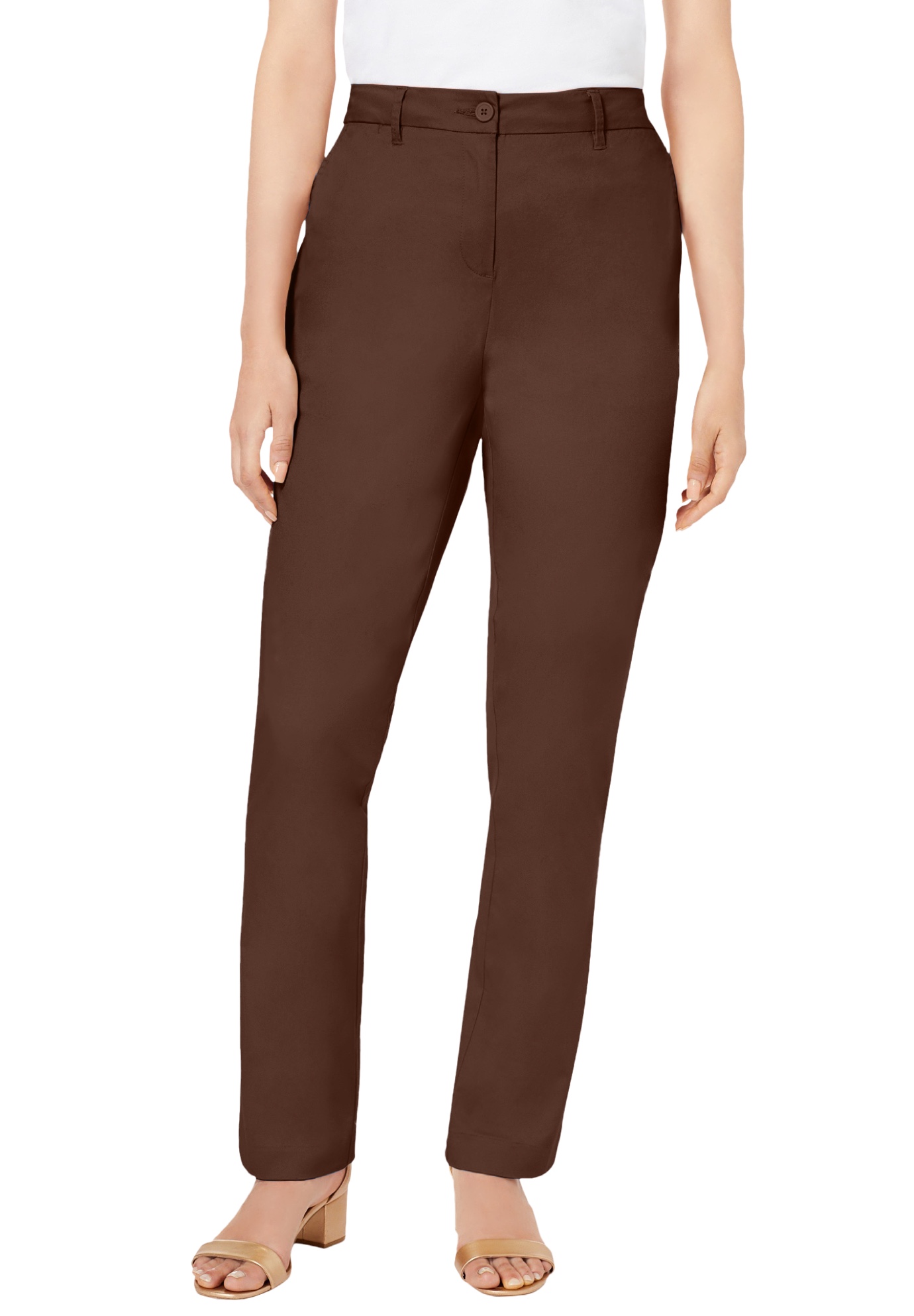 Plus Size Women's Stretch Cotton Chino Straight Leg Pant by Jessica London in Rich Brown (Size 26 W)
