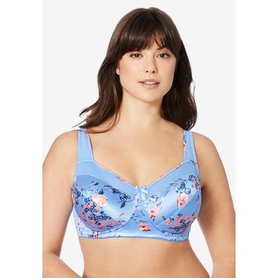 Plus Size Women's Exclusive Patented Sidewire Bra by Comfort Choice in French Blue Romantic Floral (Size 52 C)