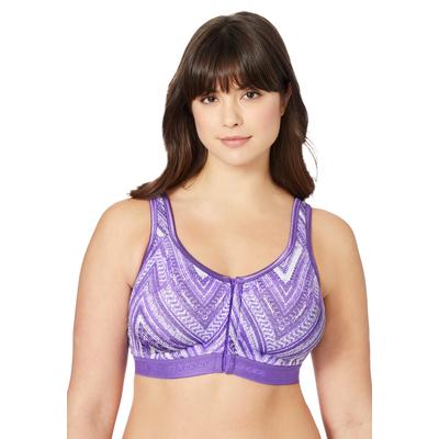 Plus Size Women's Wireless Front-Close Lounge Bra by Comfort Choice in Plum Burst Chevron (Size 46 DD)