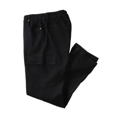 Men's Big & Tall Relaxed Fit Cargo Denim Look Sweatpants by KingSize in Black (Size 4XL) Jeans