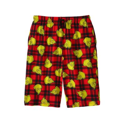 Men's Big & Tall Pajama Lounge Shorts by KingSize in Grinch Plaid Toss (Size 7XL) Pajama Bottoms