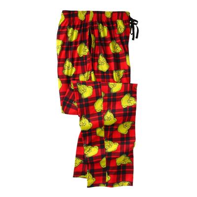 Men's Big & Tall Licensed Novelty Pajama Pants by KingSize in Grinch Plaid Toss (Size 4XL) Pajama Bottoms