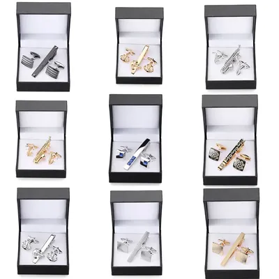A set of high-grade tie clip carved exquisite Cufflinks anchor Sax crystal Cufflinks tie clip black