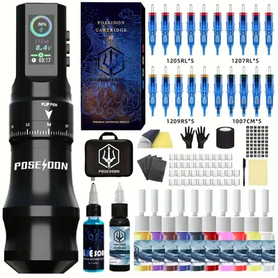 Tattoo Kit POSEIDON High Quality Tattoo Pen Kit For Permanent Makeup Tattoo Machine New Cool Tattoo