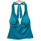 Anthropologie Swim | Anthro Ruffle Padded Tankini Halter Bikini Top | Color: Blue/Green | Size: M