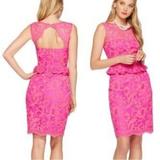 Lilly Pulitzer Dresses | Lilly Pulitzer Barbie Kiri Pink Lace Peplum Mambo Corded Lace Sheath Dress 0 | Color: Pink | Size: 0