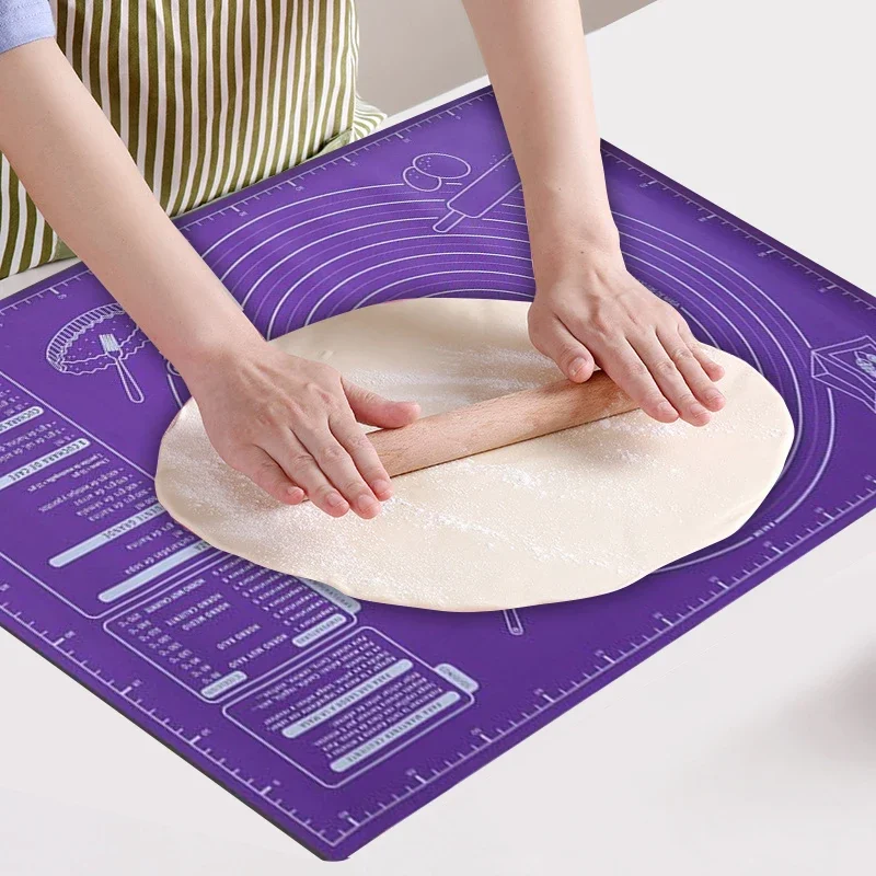 60/50/40 cm Silikon Pad Back Matte Blatt Kneten Teig Matte Für Küche Roll Teig Pizza große Teig Antihaft Maker Halter Image