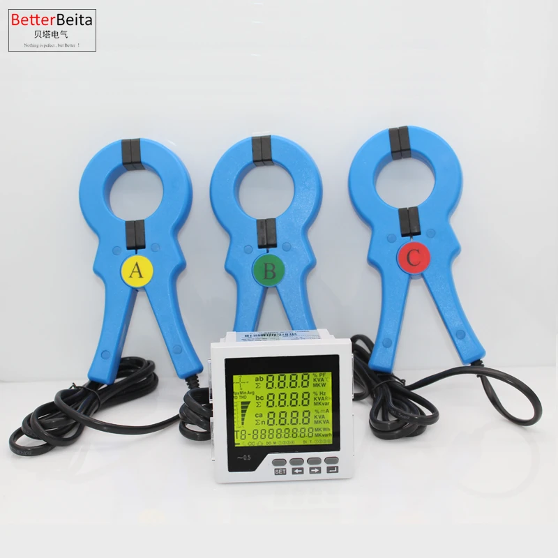 100A - 1000A 3 phase kwh panel meter mit energie klar funktion mit RS485 kommunikation mit clamp sensor multifunktions meter Image