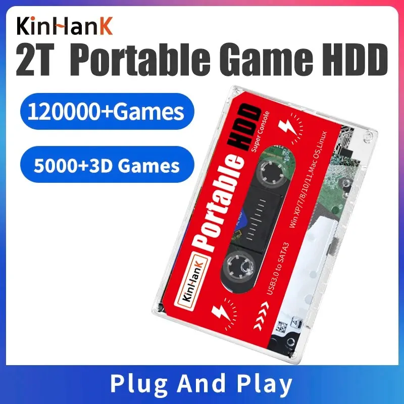 Kinhank Super Konsole x 2t Gaming HDD Batocera 39 mit 10/11 Spielen für PS3/PS2/PS1/N64/Mame/DC kompatibel mit Windows 7/8/
