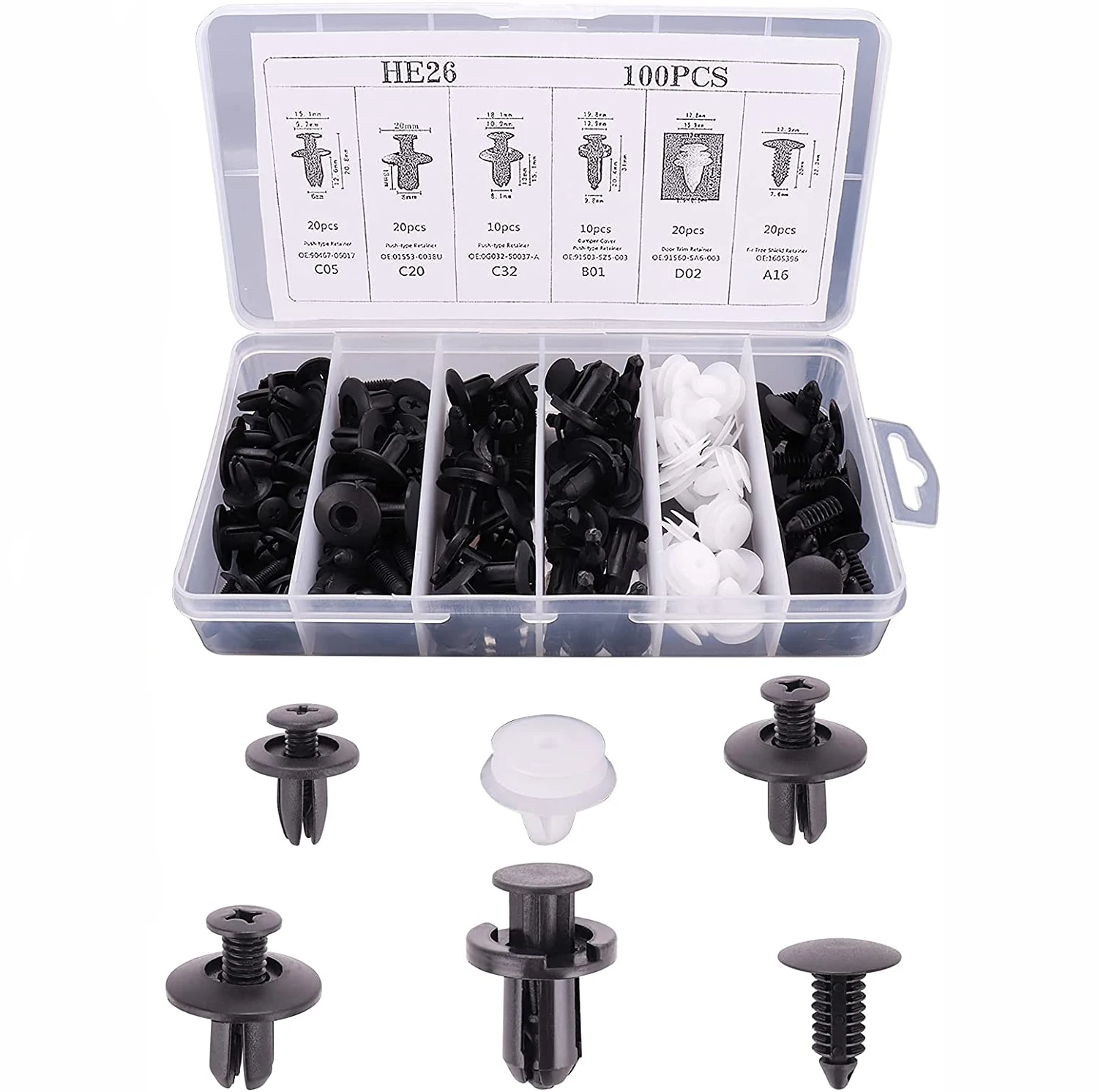 100 stücke gemischter Auto-Befestigungs clip Karosserie-Druck halter Pin Niet Stoßstange Tür verkleidung Halter Befestigungs satz Autozubehör Image