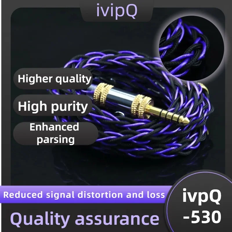 ivipQ-530 8-adriges silbernes Palladium+Flüssigkeitsstickstoff 7NOCC Kopfhörer-Upgrade-Kabel, mit 0,78 2PIN/MMCX, geeignet für 7HZ CCA mmcx kabel 4.4 mm balanced cable iem cables hd650 cable iem Image