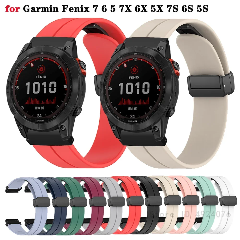 Schnell verschluss armband für Garmin Fenix 7s 6s 5s 7 6 5 7x6x 5x fenix3 h magnetische Falt schnalle Silikon band Armband Image