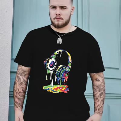 TEMU Spring/summer Short Sleeve T-shirt Fashion Brand Printed Men's Youth Spring/summer Round Neck Enlarged Widened Casual Top Image