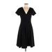 Maeve by Anthropologie Casual Dress - A-Line V-Neck Short Sleeve: Black Solid Dresses - Women's Size Medium