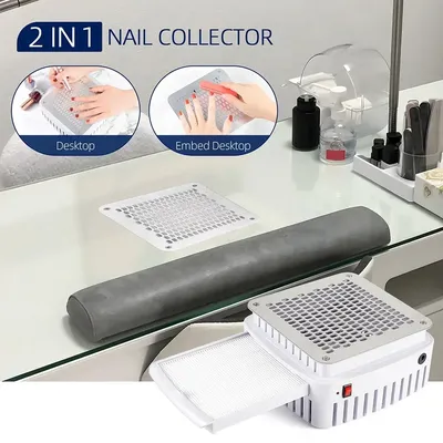 Professional Built-in Nail Dust Collector Desktop Nail Vacuum Cleaner Gel Nails Manicure Desk