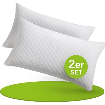 Kissen 40x80 cm für Bett - 2er Set Kopfkissen mit Memory-Foam Füllung anpassbar - Kissenfüllung