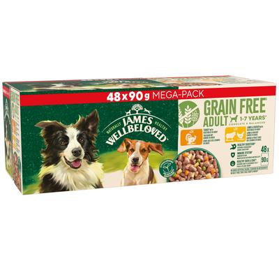 96x90g Turkey & Lamb in Gravy Pouches Hypoallergenic Grain Free Adult James Wellbeloved Wet Dog Food
