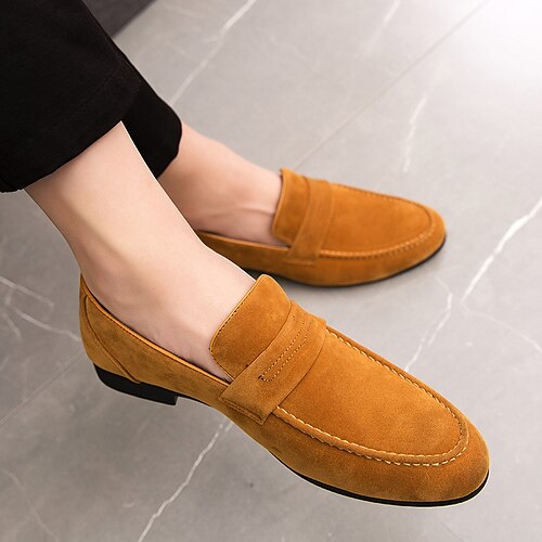 Herren-Loafer aus Wildlederimitat – klassische Slipper mit niedrigem Absatz und weicher Sohle für den Alltag Image