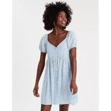 American Eagle Outfitters Dresses | American Eagle Ditsy Floral Babydoll Button Front Blue And White Dress Medium | Color: White | Size: M