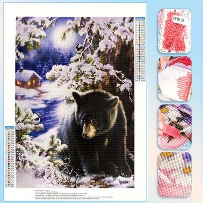 30x40cm/11.81x15.75inch 5d Diamond Painting Kit With Full Round Diamond, Black Bear Pattern, Suitable For Adult, Beginner, Family Wall Decoration, Gift, Frameless