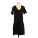 Universal Standard Casual Dress - Shift V-Neck Short Sleeve: Black Solid Dresses - Women's Size 2X-Small