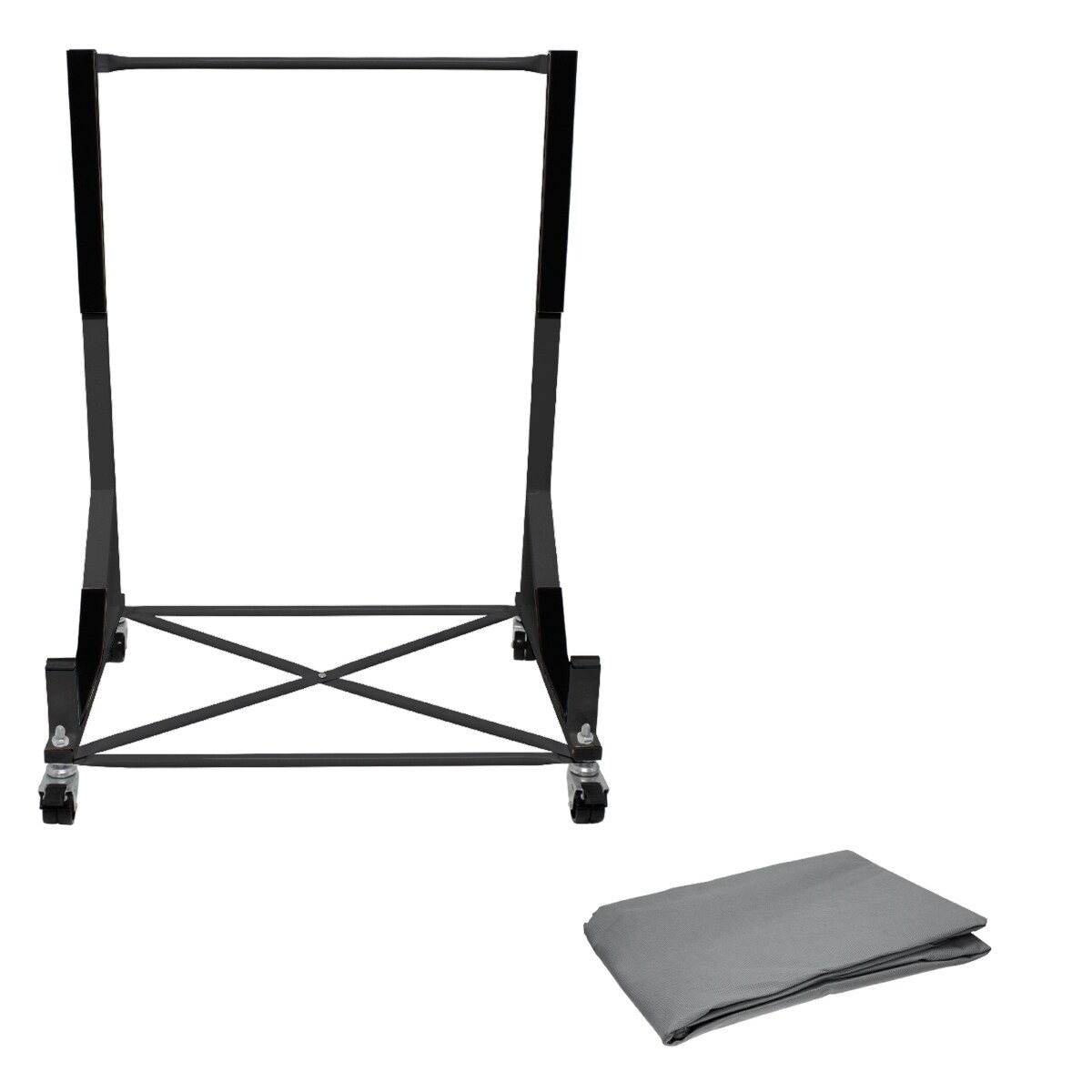 ECD Germany Hardtopständer Schwarz, mit 4 feststellbaren Rollen & Bezug, pulverbeschichteter Stahl, Aufbewahrung Trolley für Hardtop & Schutzhaube Image