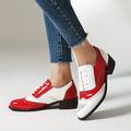 Per donna Mocassini Retrò Scarpe Bullock Giornaliero Color Block Lacci Tacco grosso Punta tonda Vintage Informale Footing PU Con lacci intrecciali Nero e Oro Bianco / nero Rosa