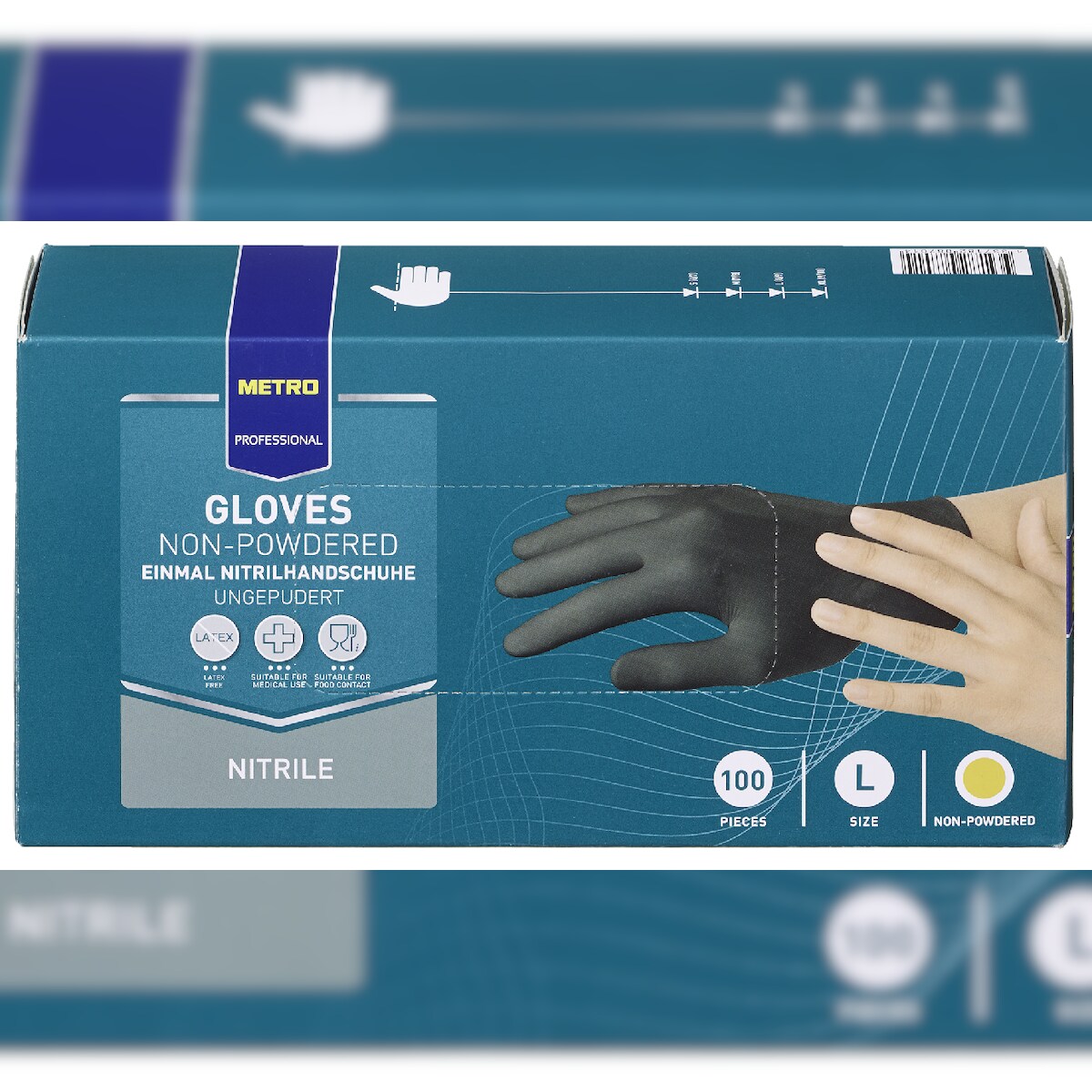 METRO Professional Einmalhandschuhe, Nitril, ungepudert, Größe L, schwarz, 100 Stück Image