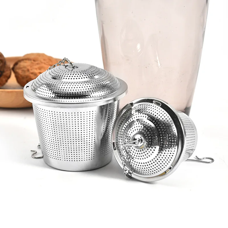 Stainless Steel Tea Leaf Infuser Creative Mesh Herbal Spice Filter Reusable Hanging Chain Teapot Strainer Kitchen Accessories
