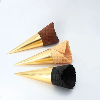500pcs Ice Cream Waffle Cone Holder Cover Candy Dessert Paper Sleeve Cup Gift Bag for Wedding