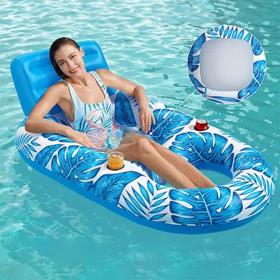 Water Multifunctional Leaf Floating Row Recliner Inflatable with Cup Drag Recliner Floating Bed Inflatable Floating Row After Inflation 140 92 64cm