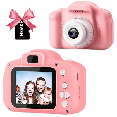 Kids Camera Birthday for Girls and Boys Kids Toys for 3 4 5 6 7 8 Year Old Children Digital Video Selfie Cameras for Toddler with 32GB SD Card Pink