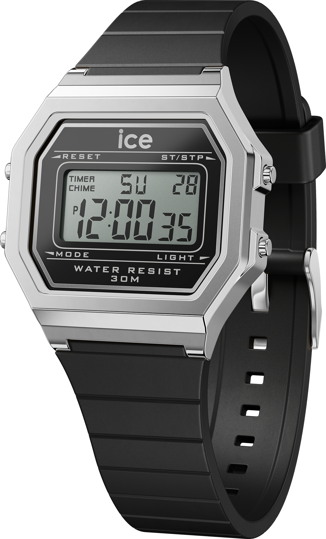 Ice-watch Ice Watch Ice Digit Retro - Black Silver Womens 022063 Silicone - One Size | Ice-watch Sale | Discount Designer Brands