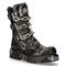 New Rock Unisex Black Spiked Mid-calf Gothic Boots-727-S1 Leather - Size EU 39 | New Rock Sale | Discount Designer Brands