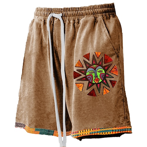 Herren Sonne Indische Kultur Badehosen Badeshorts Boardshorts Mittlere Taille Hawaiianisch Ethno-Stil Lässig Ferien Strand Kordelzug mit Mesh-Futter Elastischer Bund Designer Bekleidung Image