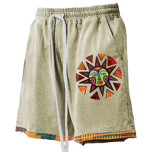Herren Sonne Indische Kultur Badehosen Badeshorts Boardshorts Mittlere Taille Hawaiianisch Ethno-Stil Lässig Ferien Strand Kordelzug mit Mesh-Futter Elastischer Bund Designer Bekleidung Image