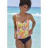 Bügel-Tankini-Top S.OLIVER "Mallorca", Damen, Gr. 36, Cup B, gelb (gelb, bedruckt), Recycling-Polyamid, bedruckt, Bikini-Oberteile, mit Wickeloptik