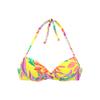 Push-Up-Bikini-Top S.OLIVER "Mallorca", Damen, Gr. 34, Cup A, gelb (gelb, bedruckt), Recycling-Polyamid, bedruckt, Bikini-Oberteile, in Wickeloptik