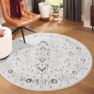 Teppich CARPET CITY "LOUNGE 0638", grau, H:15mm Ø:160cm, Obermaterial: 100% Polyester, Teppiche, Kurzflor-Teppich Modern, Hoch-Tief-Struktur, Wohnzimmer, Schlafzimmer Image