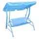 Fornord Children's 2-Seater Garden Swing, Light Blue Swing Chair | Kid's Outdoor Furniture, Unisex Patio Canopy Set with Parasol | Water-Resistant Garden Bench Seat for 2 Children | 2-Seat Swing Set