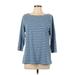 J.Jill Long Sleeve T-Shirt: Blue Tops - Women's Size Large Petite