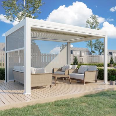 EROMMY Outdoor Louvered Pergola Gazebo with Adjustable Aluminum Rainproof Roof